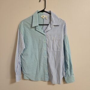 Blue Striped Button-Up Shirt